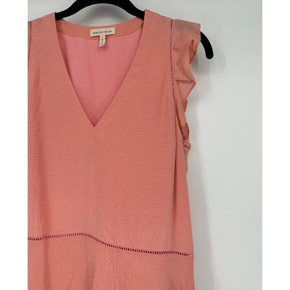 Rebecca Taylor Silk Flutter A-Line Dress Size 4 peach - Picture 5 of 11